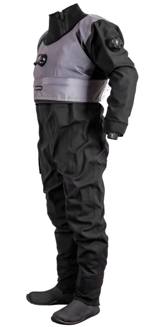 Hauberk drysuits Karacena front horizontal zipper