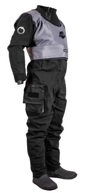 Hauberk drysuits Karacena front horizontal zipper