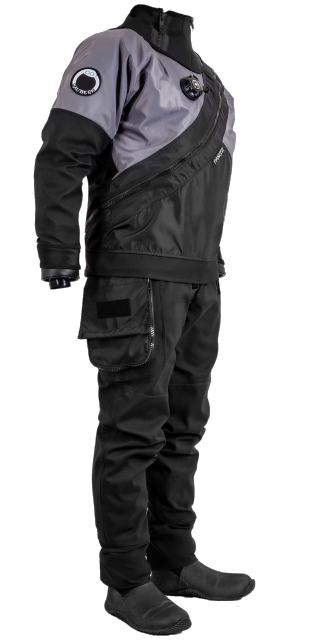 Hauberk drysuits Panzer front diagonal zipper